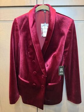 Express Women’s Velvet Double-Breasted Blazer and pant set - Burgundy